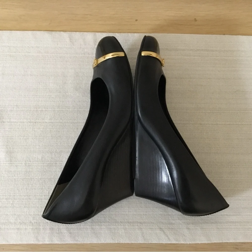 Tory Burch Pacey wedges Black Patent Leather Cap Toe Shoes For Woman Size 8M - Picture 11 of 13